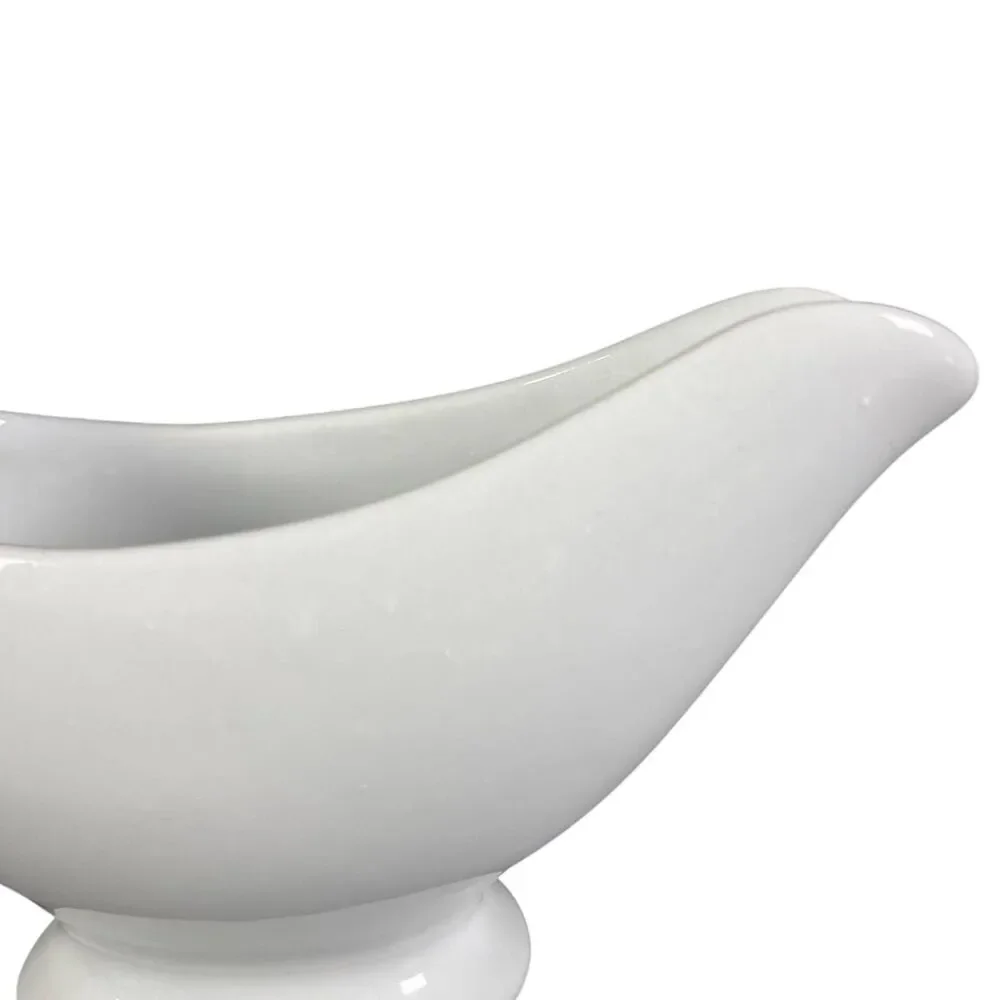 Vintage BIA Cordon Bleu White Porcelain Gravy Boat Sauce Pitcher Pedestal Base
